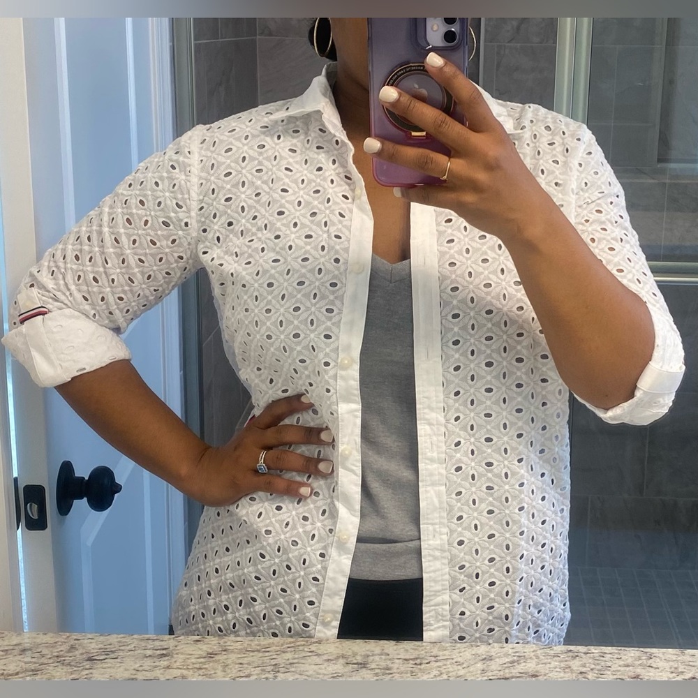 Tommy Hilfiger eyelet shirt (bikini swim suit cover up) - Picture 2 of 5